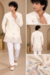 Ivory Floral Embroidered Festive Kurta Set