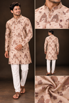 Peach Printed Festive Kurta Set