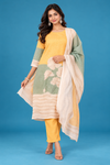 Elegant Mustard & Sage Floral Kurta Set