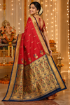 Red & Gold Paithani Saree with Traditional Peacock Pallu