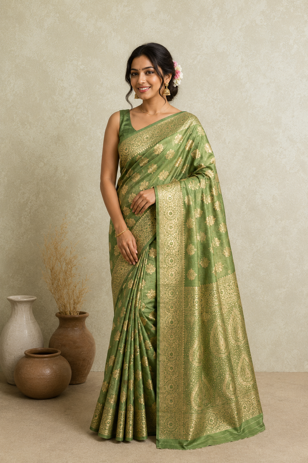 Elegant  Saree with Rich Gold Zari Weaving