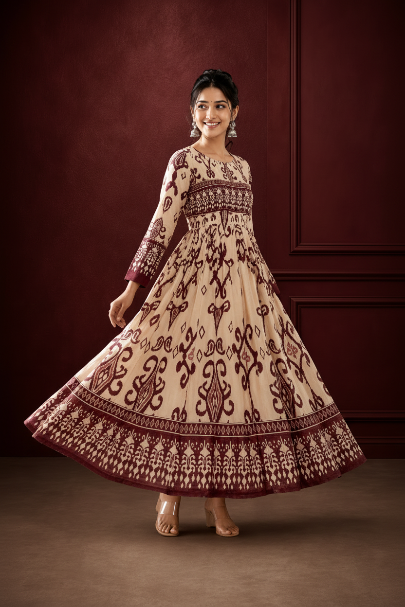 Ethnic Printed Anarkali Dress