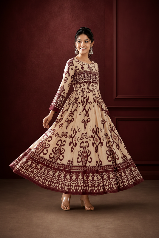 Ethnic Printed Anarkali Dress