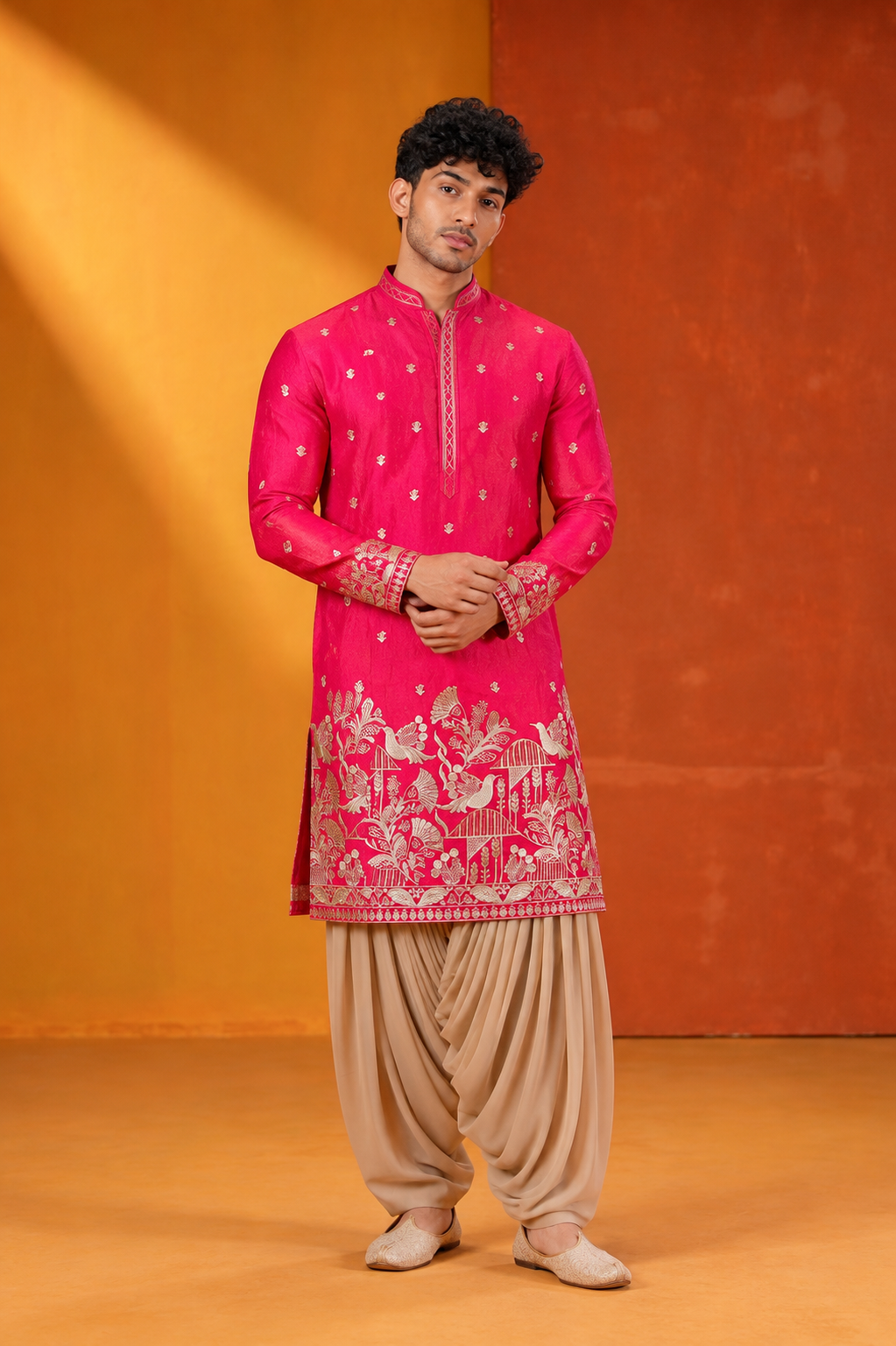 Royal Fuchsia Embroidered Kurta Set