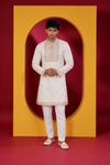 Men's Premium Ivory White Embroidered Festive Kurta Pajama Set