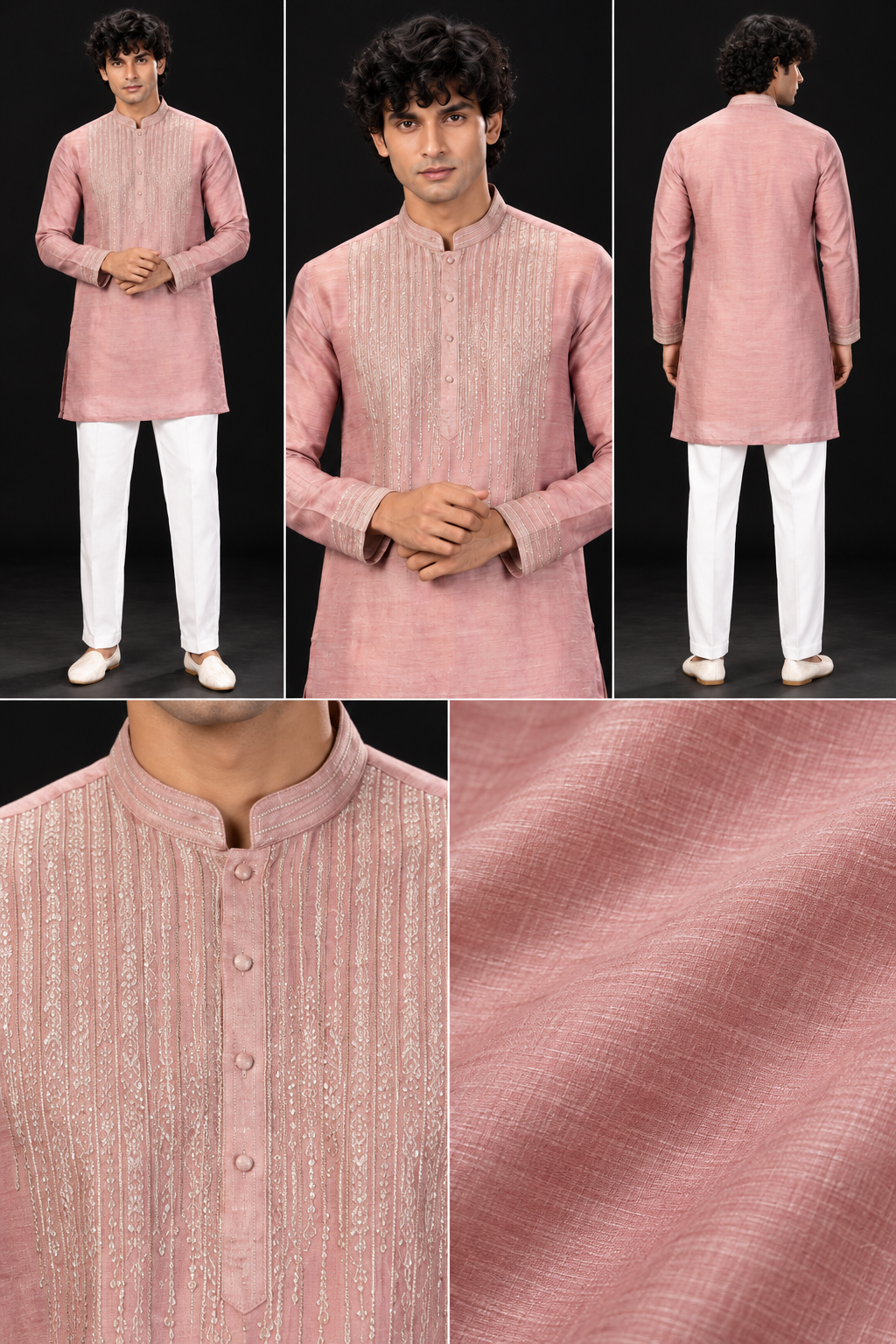 Dusty Rose Embroidered Festive Kurta Set