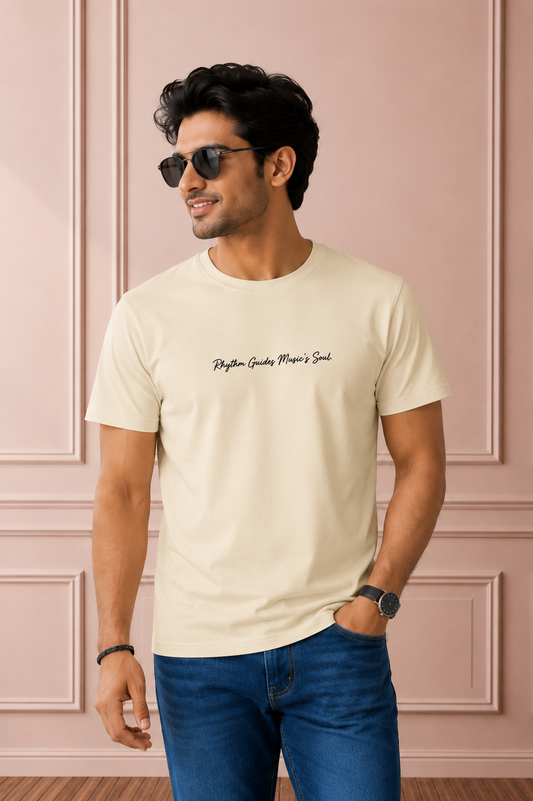 Men's Premium Off-White Crew Neck Cotton T-Shirt