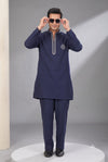 Navy Blue Embroidered Kurta Set