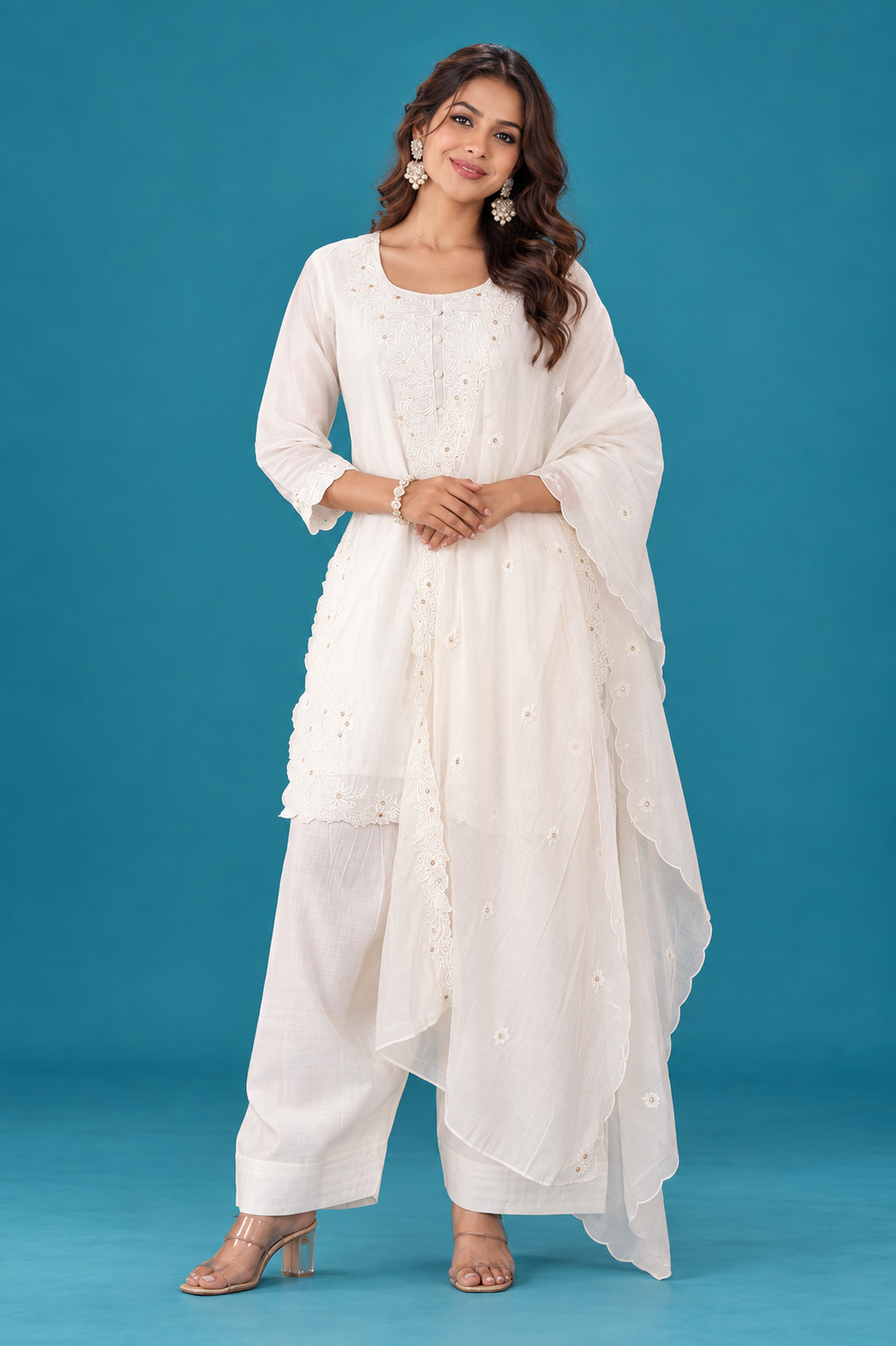 Elegant Ivory Embroidered Kurta Set