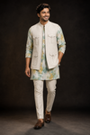 Pastel Printed Kurta with Ivory Utility Jacket Set