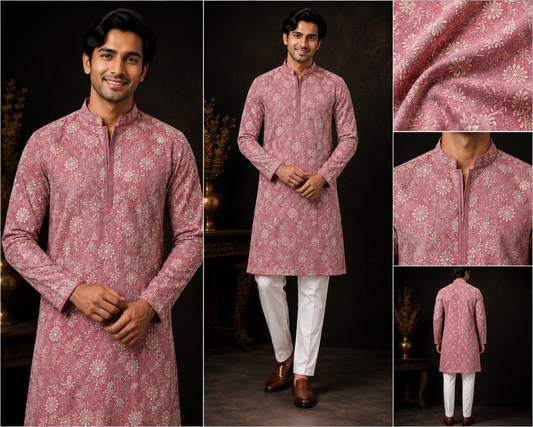 Dusty Rose Floral Printed Kurta Set