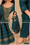 Elegant Teal Green Embroidered Kurti Pant & Dupatta Se