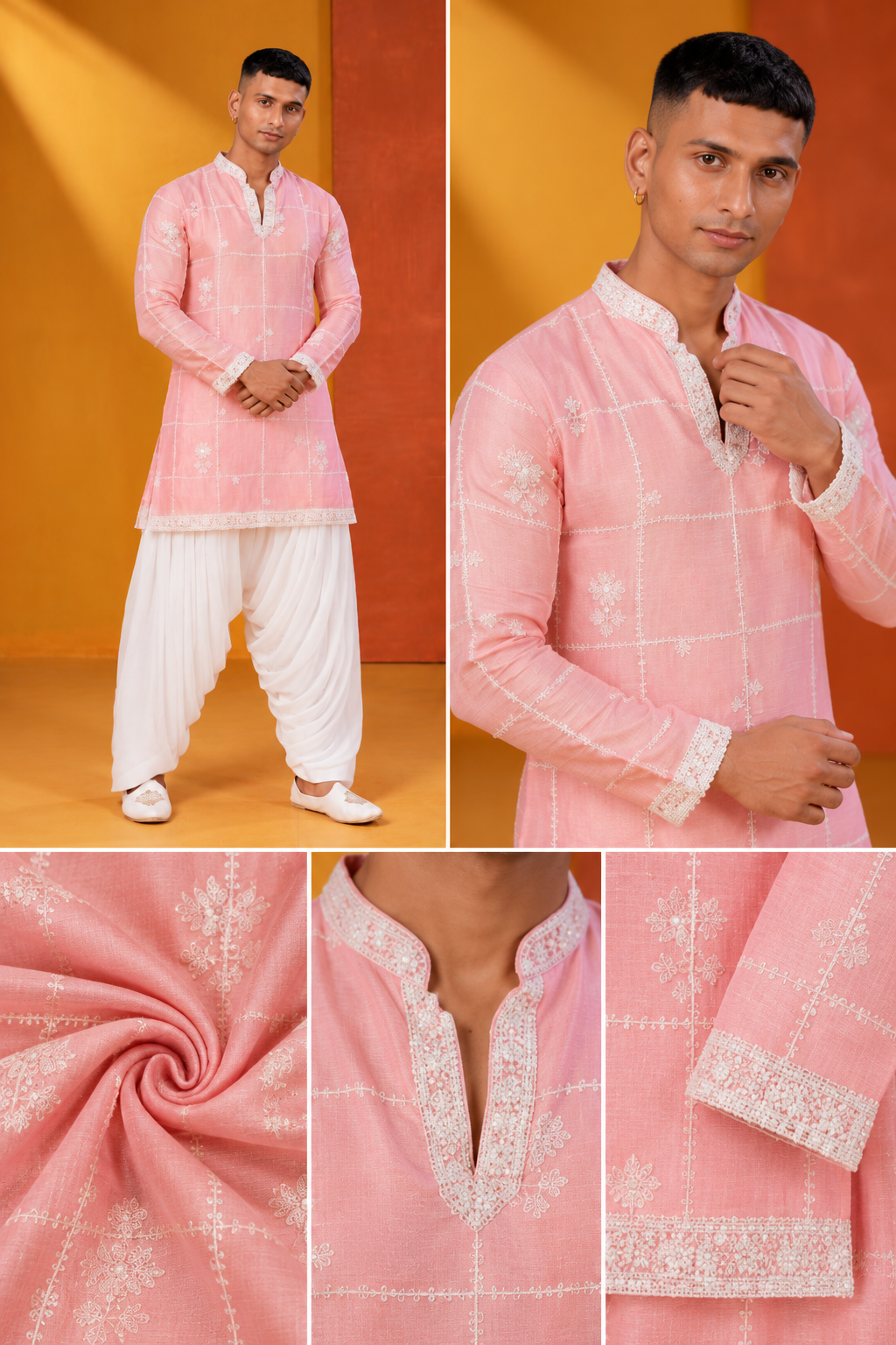 Elegant Pastel Pink Embroidered Kurta Set