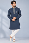Navy Blue Embroidered Men’s Ethnic Kurta
