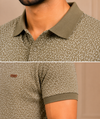 Men's Olive Green Printed Polo T-Shirt | Premium Casual Wear