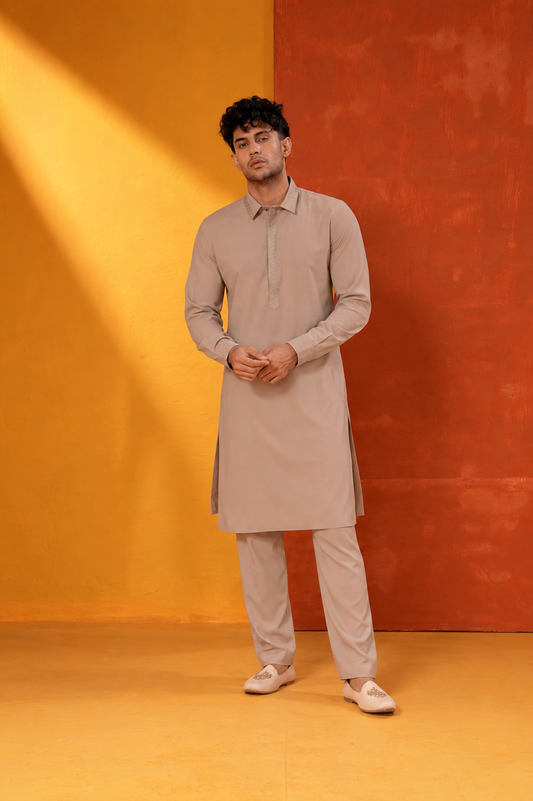 Taupe Elegance Men’s Kurta Set