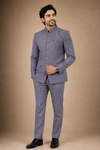 Lavender Grey Embellished Jodhpuri Suit for Men