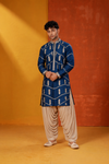 Royal Navy Blue Embroidered Kurta Set