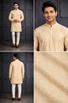 Cream Textured Men’s Festive Kurta