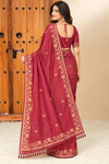 Ruby Red Floral Border Saree