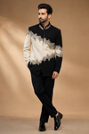 Men’s Black & Ivory Embroidered Designer Indo-Western Suit
