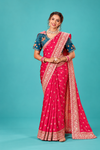 Rani Pink Embroidered Designer Saree
