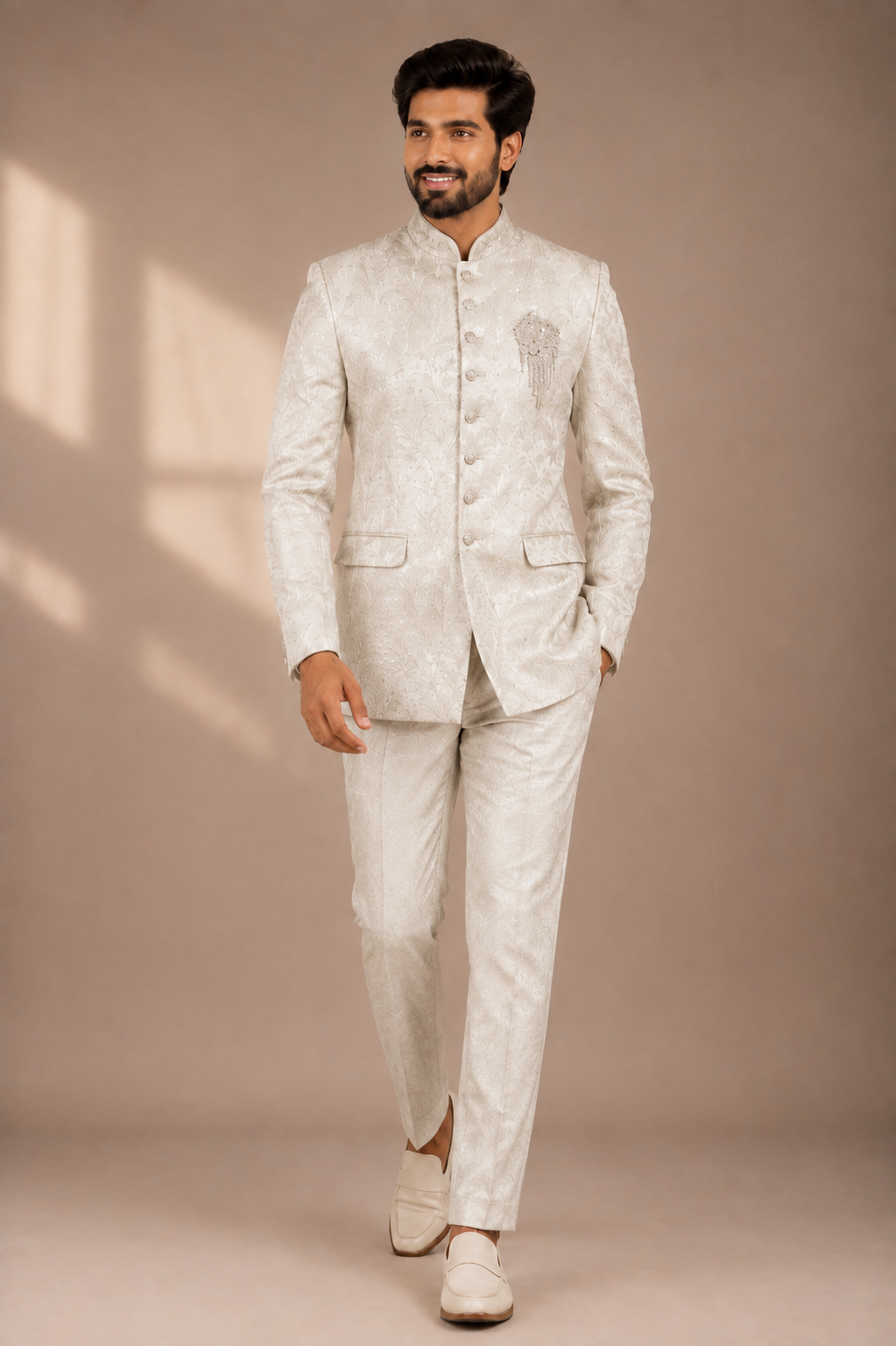 Men’s Ivory Embroidered Jodhpuri Suit