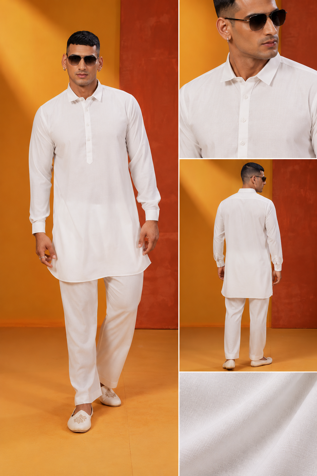 Men's Classic White Kurta Pajama Set