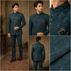 Deep Teal Jacquard Jodhpuri Bandhgala Suit