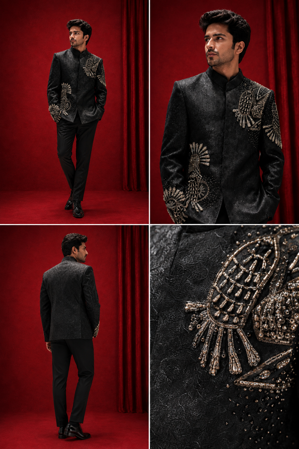 Black Embellished Jodhpuri Bandhgala Suit