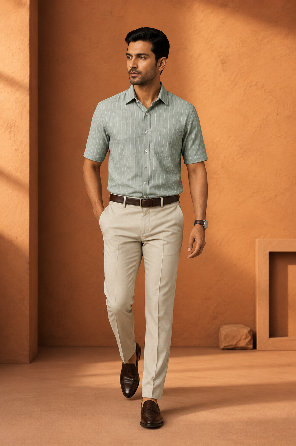 Men's  Striped Half Sleeve Casual Shirt