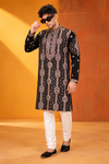 Men's Premium Black & Gold Ethnic Embroidered Kurta Churidar Set