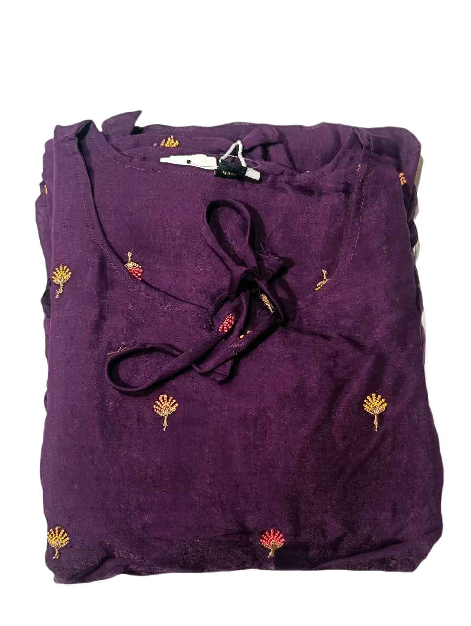 Royal Purple Embroidered Fit & Flare Midi Dress