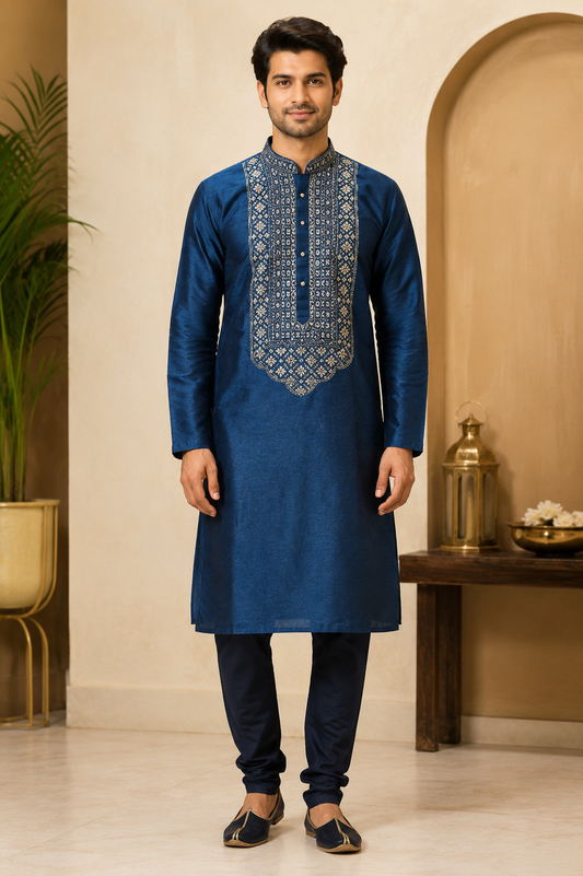 Royal Blue Embroidered Kurta