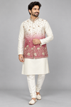 Premium Ivory & Dusty Rose Embroidered Modi Jacket