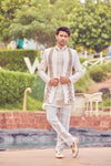 Ivory Floral Embroidered Indo-Western Set