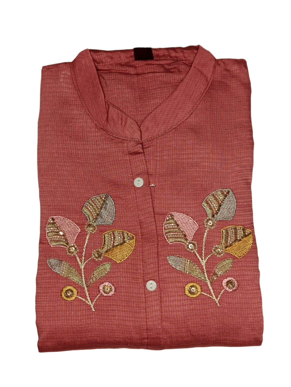 Pink Floral Embroidered Kurta Pant Set