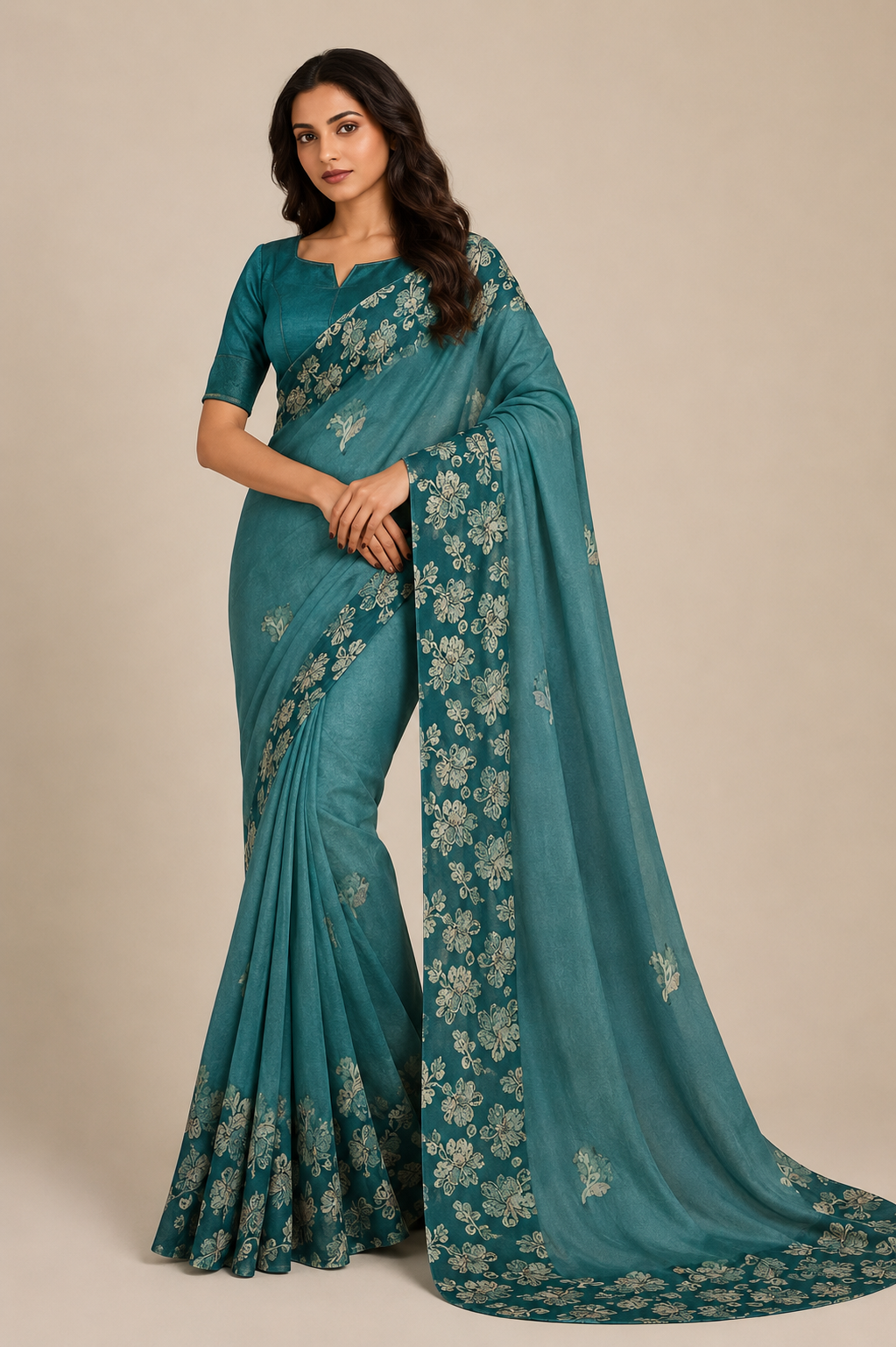 Women’s Floral Print Saree