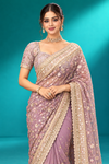Lavender Pearl Embroidered Saree