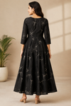 Women’s Black Embroidered Flared Maxi Dress