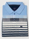 Men's Sky Blue Striped Polo T-Shirt