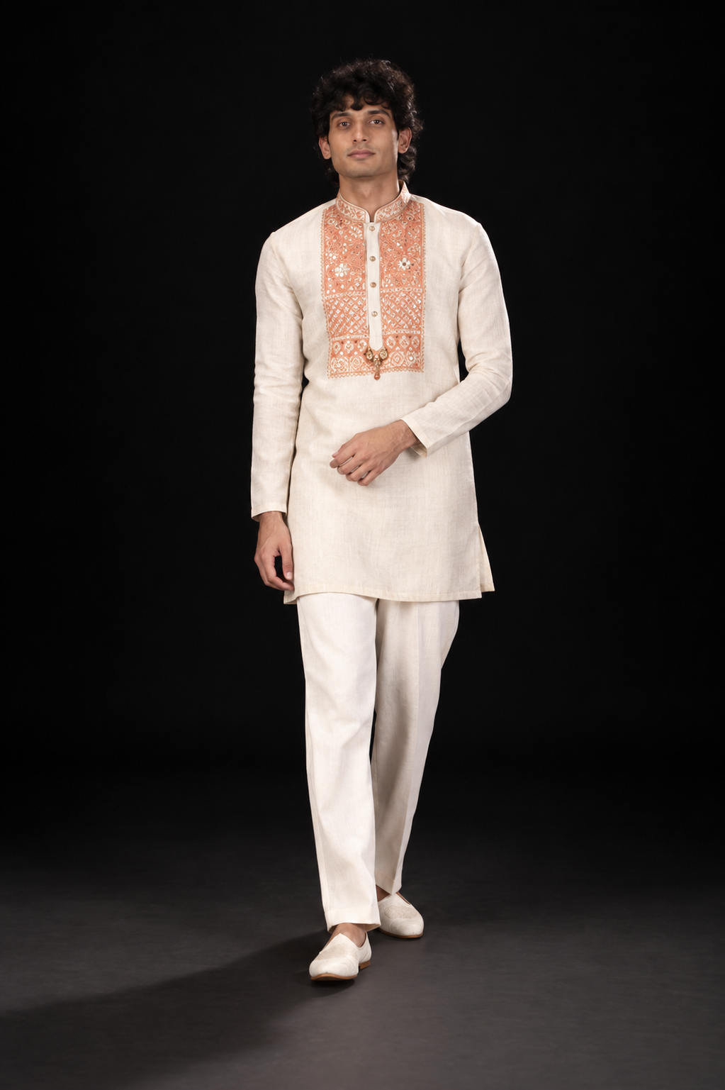 Ivory Embroidered Festive Kurta Set