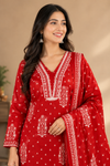Women’s Printed Anarkali Kurti Pant  Dupatta Set
