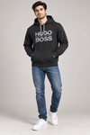 Men’s Charcoal Black Printed Pullover Hoodie