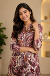Women's Abstract Print Co-Ord Set – Stylish Floral Kurti with Wide-Leg Pants