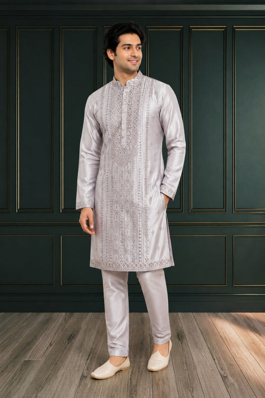 Elegant Ivory Embroidered Kurta Set