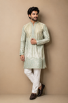 Mint Green Woven Jacquard Kurta Set
