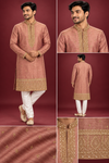 Rose Gold Embroidered Festive Kurta Set