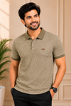 Men's Olive Green Printed Polo T-Shirt | Premium Casual Wear