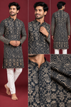 Black & Gold Printed Festive Kurta